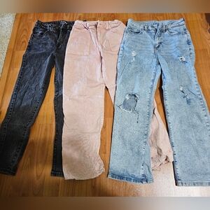 Stylish Tween Jeans Set - Black, Pink, and Blue